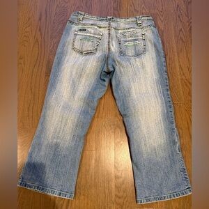 VINTAGE Capri Women's SIZE 15 CREST Denim light green Stitch Jeans USA